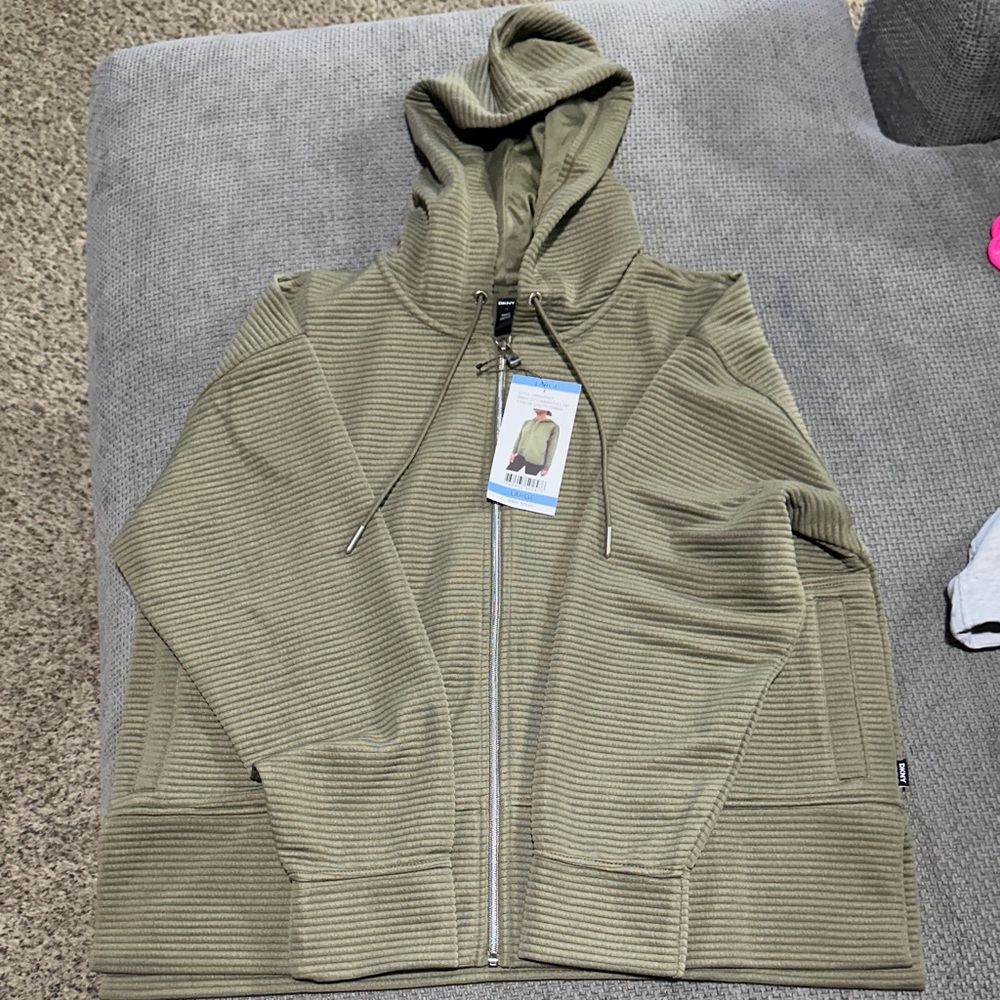 DKNY Utility Green Ottoman Full Zip Hoodie